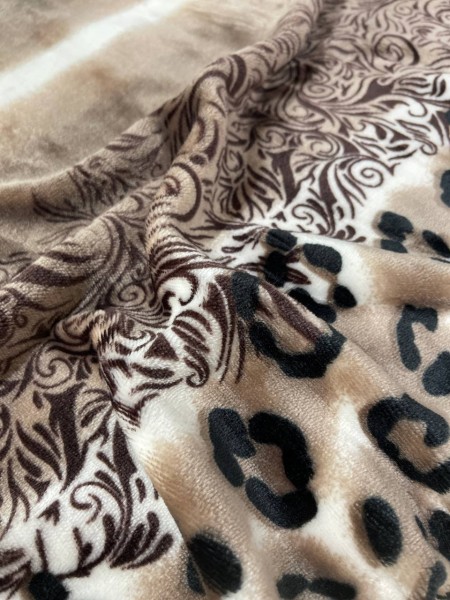 Плюшевый плед микрофибра (покрывало на диван Королевское) Леопард с полосками