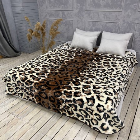Купить Плед на кровать стриженный с пресованным рисунком Ягуар 3,5 кг 200х240 Недорогие