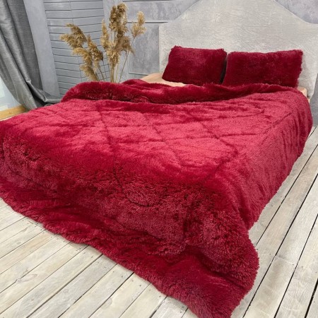Травка меховое одеяло  Красный