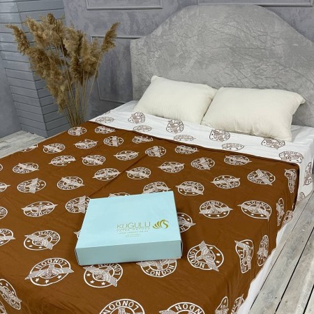 Купить Плед муслиновый (махровое покрывало на кровать) Лондон Коричневый Недорогие