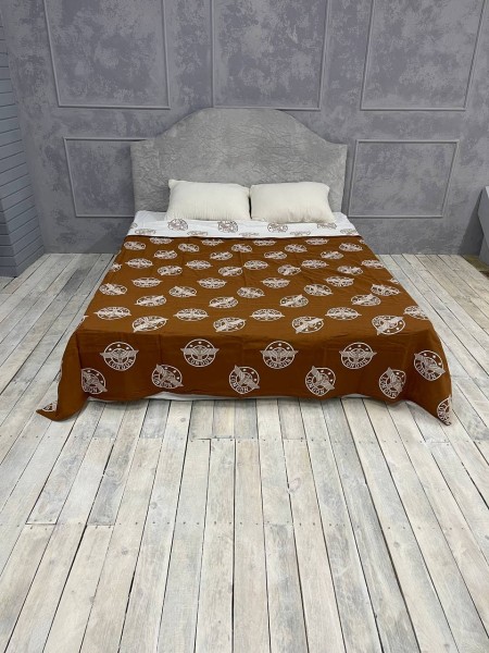 Плед муслиновый (махровое покрывало на кровать) Лондон Коричневый