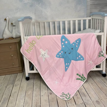 Детское муслиновое одеяло Звезда (розовый)