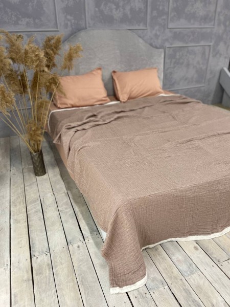 Плед муслиновый (махровое покрывало на кровать) Капучино
