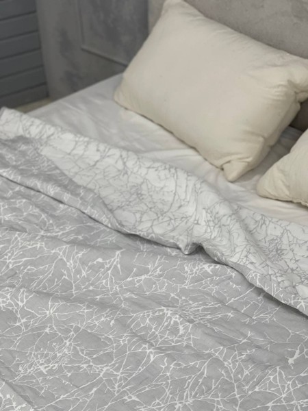 Плед муслиновый (махровое покрывало на кровать) Мрамор Серый