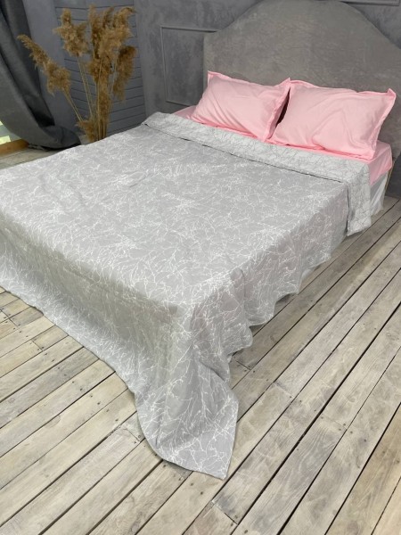 Плед муслиновый (махровое покрывало на кровать) Мрамор Серый