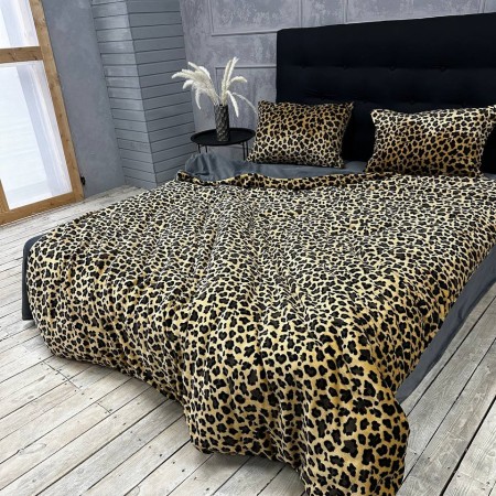 Купить Плюшевое постельное белье (велюровое) Леопард Недорогие
