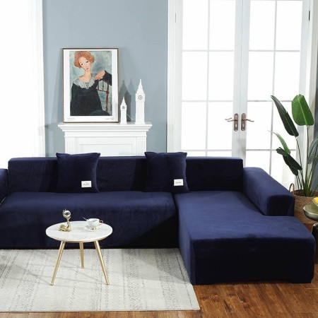 Придбати Чохол на диван із королівського велюру, Синій Недорогі