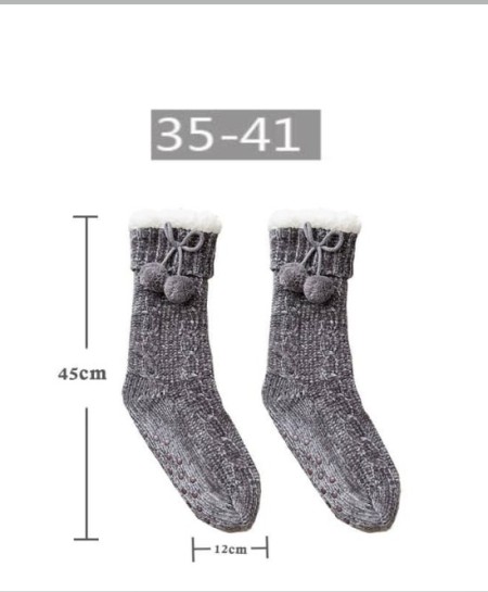 Плюшевые носки-тапочки с помпонами, графит
