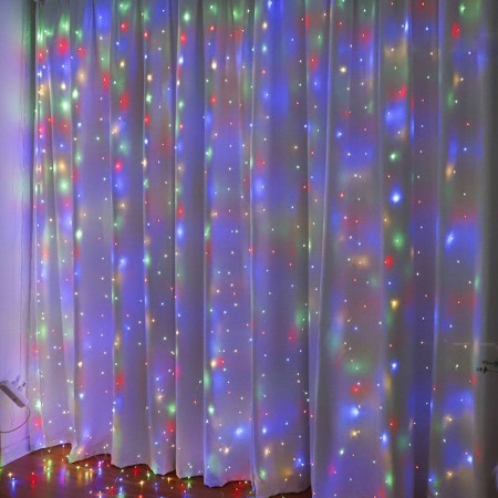 Купить Новогодняя гирлянда-штора , разноцветная Недорогие
