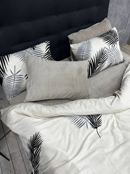 Плюшевое постельное белье (велюровое) Пальмовые Листья с 4 наволочками