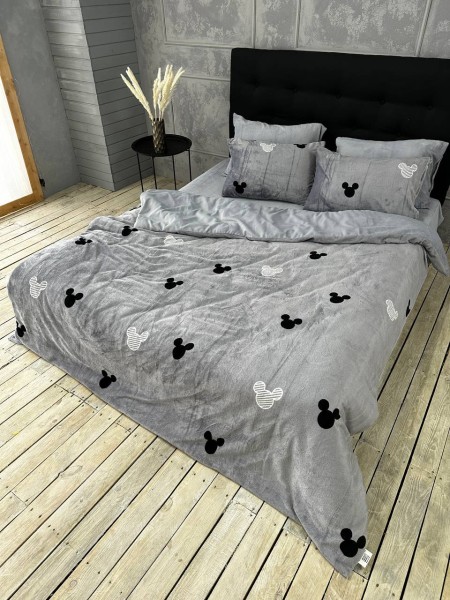 Плюшевое постельное белье (велюровое) Микки с 4 наволочками