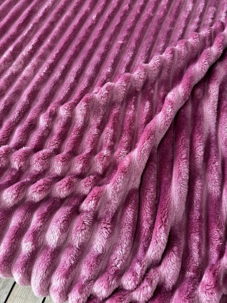 Плюшевый плед микрофибра (покрывало на диван Королевское) Полоска Яркий Фрез