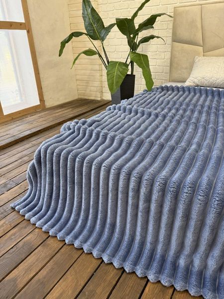 Плед покривало Королівська мікрофібра Смужка Джинс 130207 фото