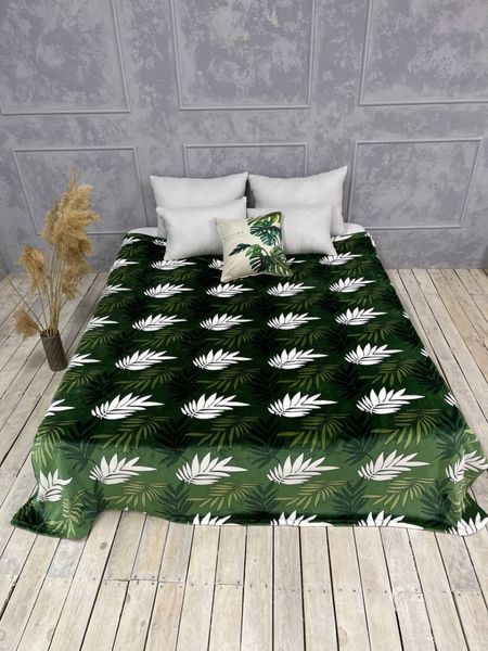 Плюшевый плед микрофибра (покрывало на диван Королевское) Пальмовый лист 124471 фото