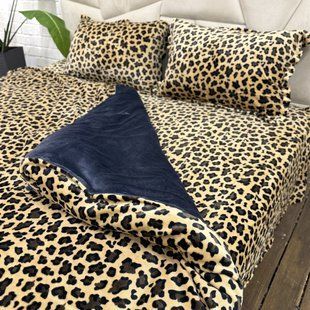 Плюшевое постельное белье (велюровое) Leopard, графит, семейный 129383 фото