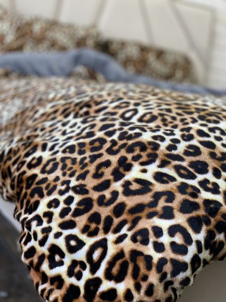 Плюшева постільна білизна (велюрова) Leopard, графіт 129383 фото