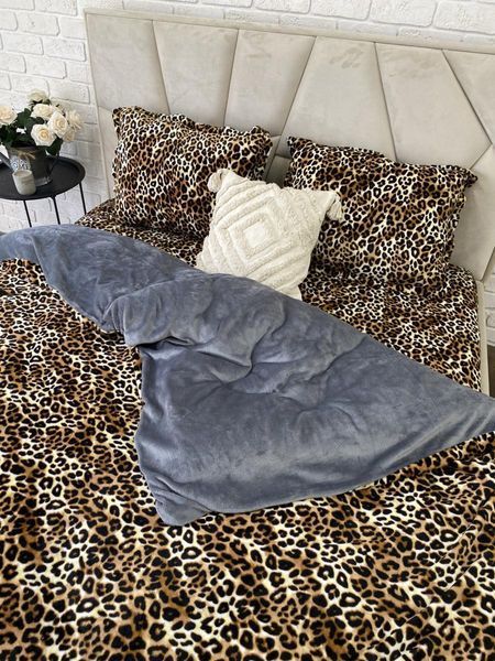 Плюшева постільна білизна (велюрова) Leopard, графіт 129383 фото