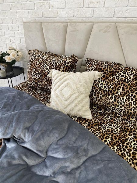 Плюшева постільна білизна (велюрова) Leopard, графіт 129383 фото