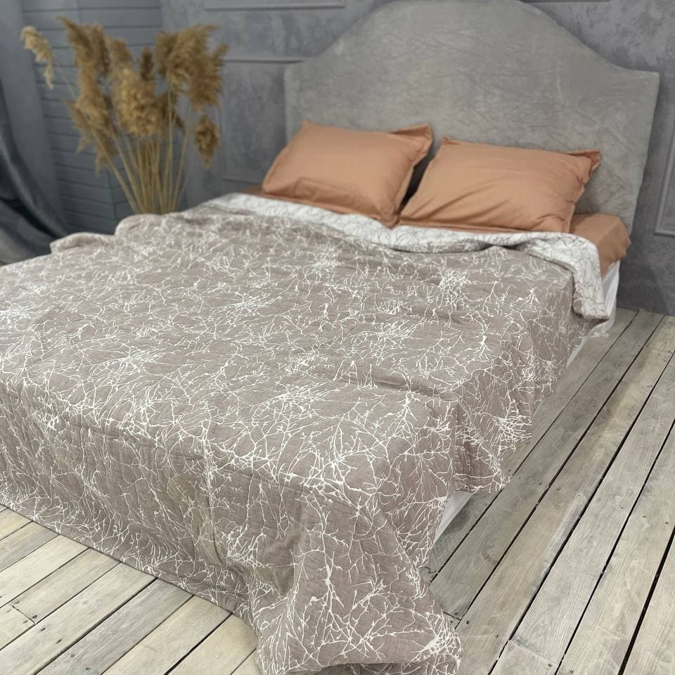 Плед муслиновый (махровое покрывало на кровать) Мраморный Беж