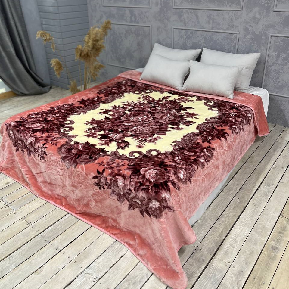 Плед на ліжко стрижений Рожеві квіти 2,5кг 160х210