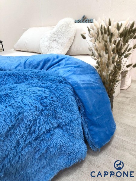 Травка меховое одеяло Голубой