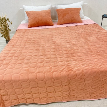 Купить Стеганое покрывало с подушками  Оранжевый 220х240 160х200+(подушки) Недорогие