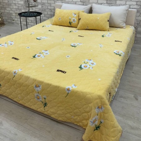 Купить Стеганое покрывало с подушками Ромашки на желтом 220х240 160х200+(подушки) Недорогие