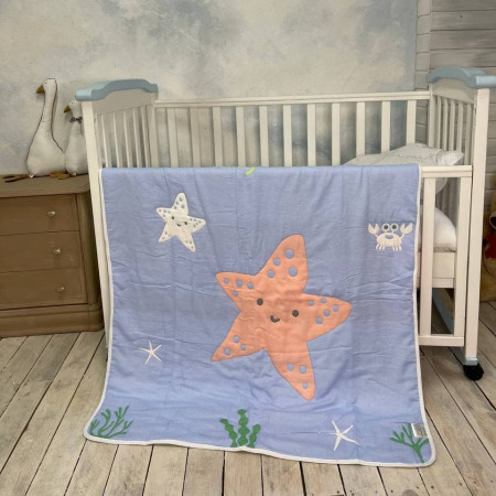 Купить Детское муслиновое одеяло Звезда (голубой) недорого