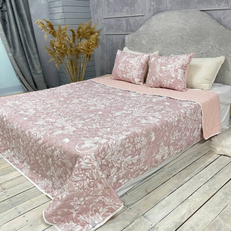 Купить Стеганое летнее покрывало с подушками Классика Розовая Недорогие