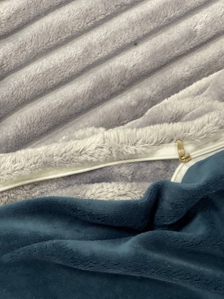 Плюшевое постельное белье (велюровое) Сталь и синий