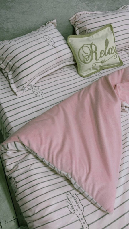 Плюшевое постельное белье (велюровое) Кактус розовый