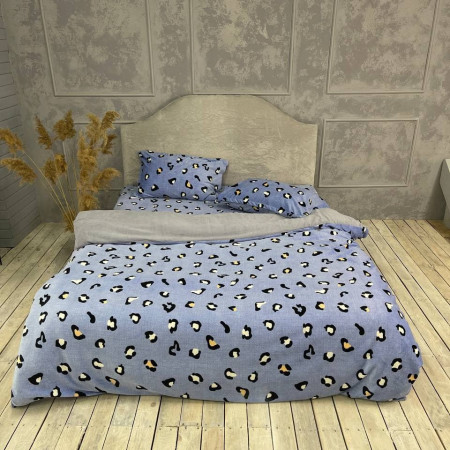 Купить Плюшевое постельное белье (велюровое) Ягуар синий Недорогие