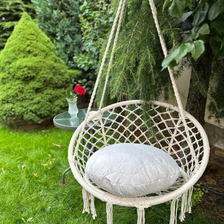 Купить Подвесное кресло качалка (подвесная качеля кокон / гнездо) Белое недорого