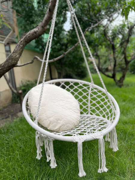 Подвесное кресло качалка (подвесная качеля кокон / гнездо) Белое