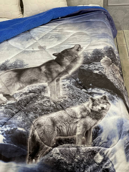 Одеяло из микрофибры с 3D рисунком Волки