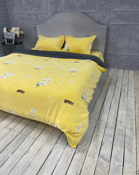 Плюшевое постельное белье (велюровое) Ромашки желтые