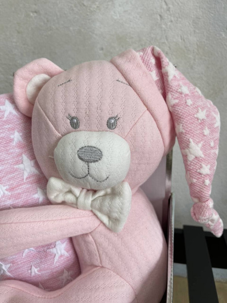 Іграшка з пледом Тедді рожевий