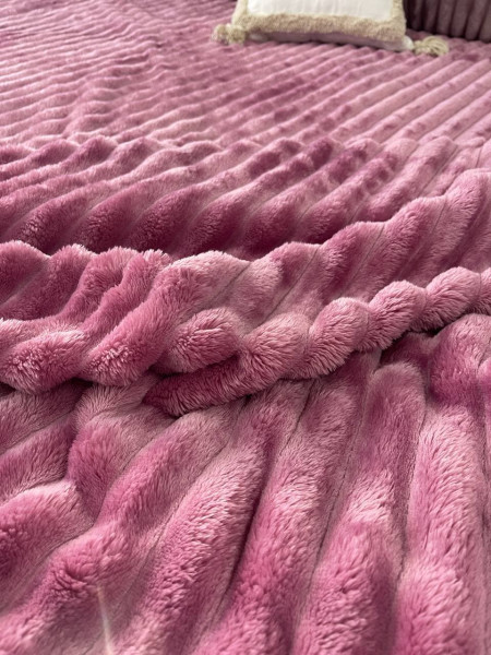 Плед покривало Королівська мікрофібра Смужка Лілово-рожевий