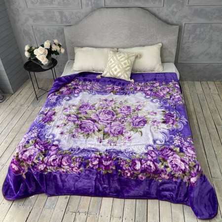 Купить Плед на кровать стриженный 3,5 кг Сиреневые Цветы 200х240 Недорогие