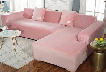 Чохол на диван із королівського велюру Рожевий