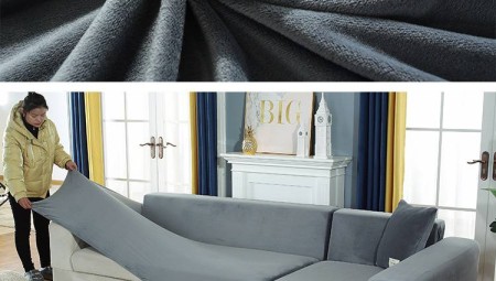 Чохол на диван із королівського велюру, Сірий