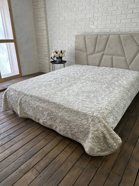 Плед на ліжко стрижений 4 кг однотонний Світло-сірий 210х230 см