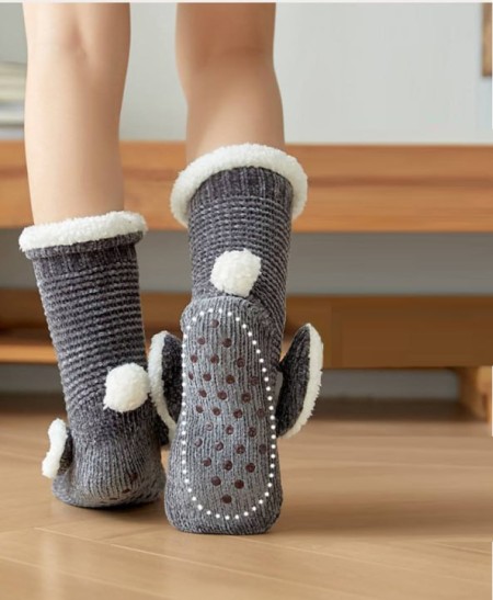 Плюшеві шкарпетки-тапочки Зайчики графіт