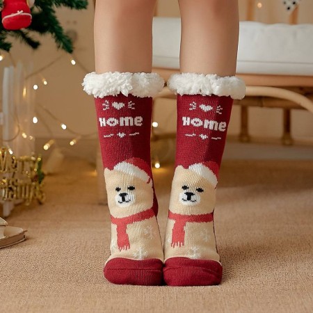 Придбати Новорічні теплі шкарпетки-тапочки, Ведмедик Недорогі