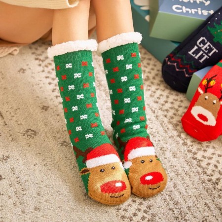Придбати Новорічні теплі шкарпетки-тапочки, Лісовий Олень Недорогі