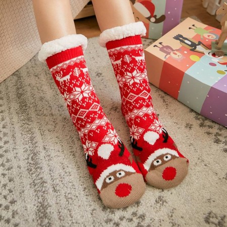 Придбати Новорічні теплі шкарпетки-тапочки, Візерунки Недорогі