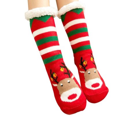 Новорічні теплі шкарпетки-тапочки, Смугасті