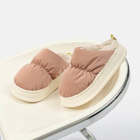 Придбати Зимові жіночі хутряні тапочки із закритим носком, Пудра Недорогі