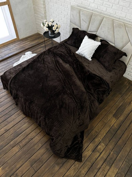 Плюшевое постельное белье (велюровое) Элитное Шоколад