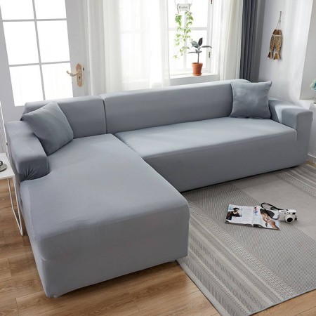 Чехол на диван спандекс однотонный Серый